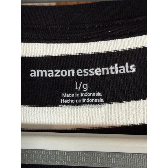 Black and White Striped Long Sleeve Crew Neck T-Shirt Dress - Picture 3 of 4